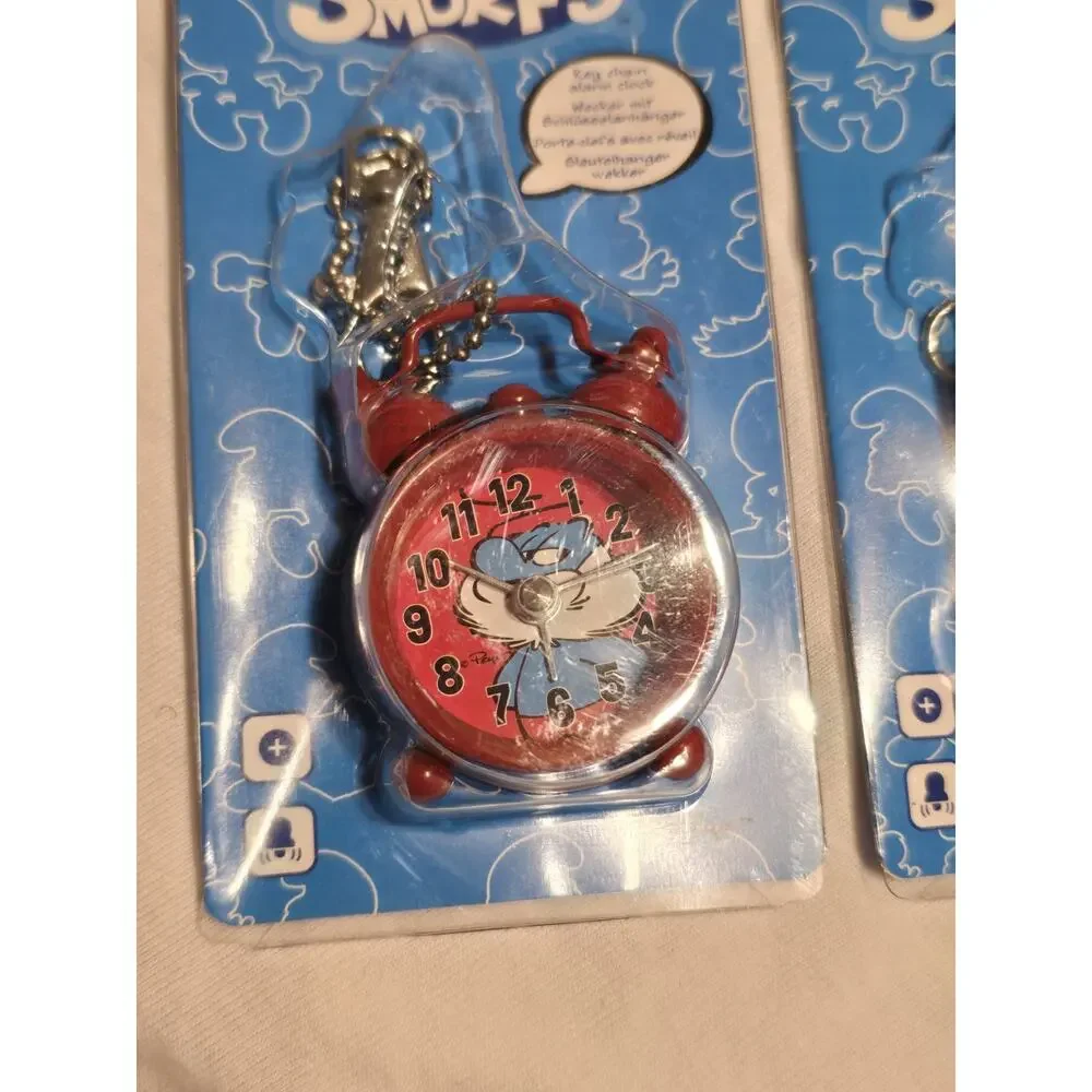 Papa Smurf And Hefty mini clock with alarm (keychains) 1 Each Peyo Company New